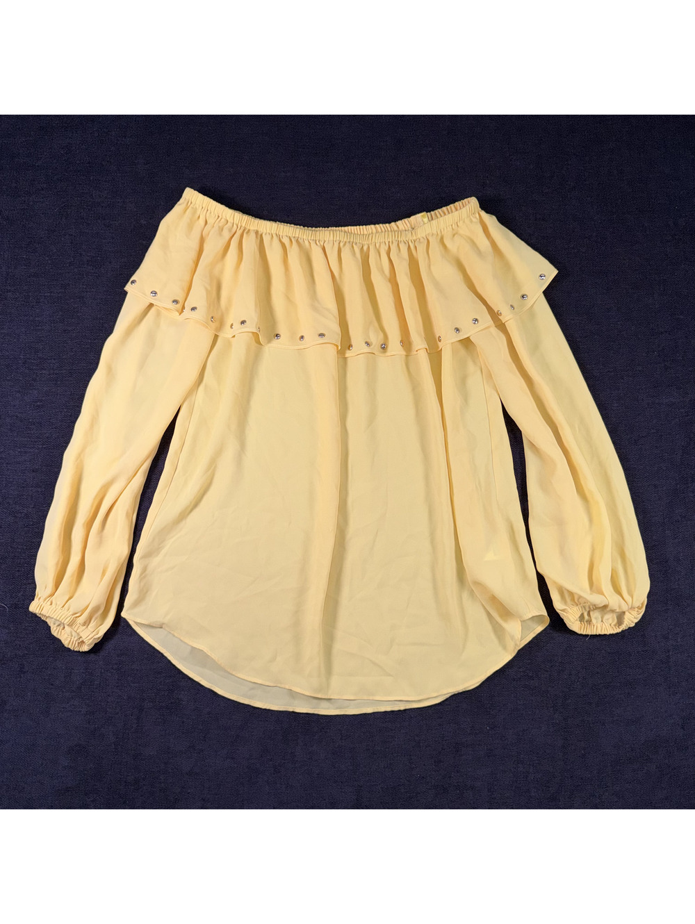 Michael Michael Kors Yellow Off-Shoulder Blouse with Ruffle Detail